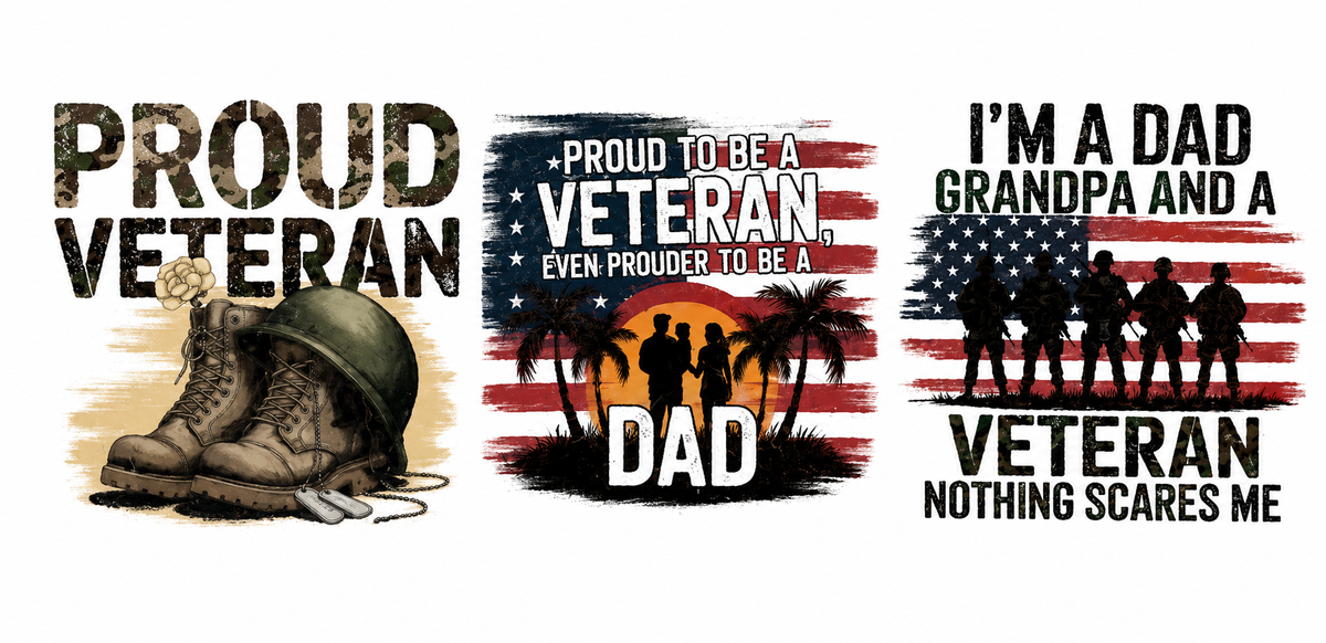 Three Panel Veteran Dad Wrap Tumbler Wrap