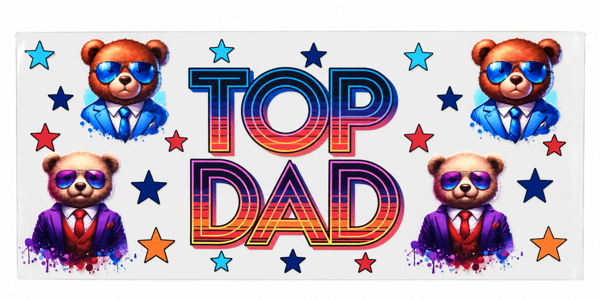 Top Dad colorful bear tumbler wrap