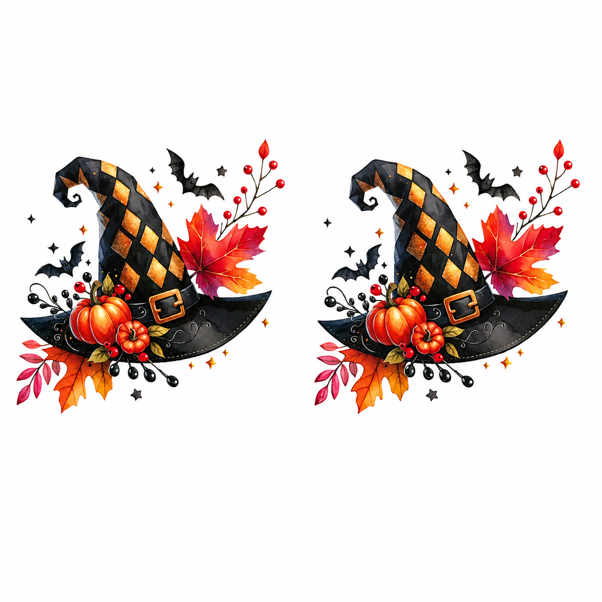 Twin Autumn Witch Hat Art Panels Tumbler Wrap