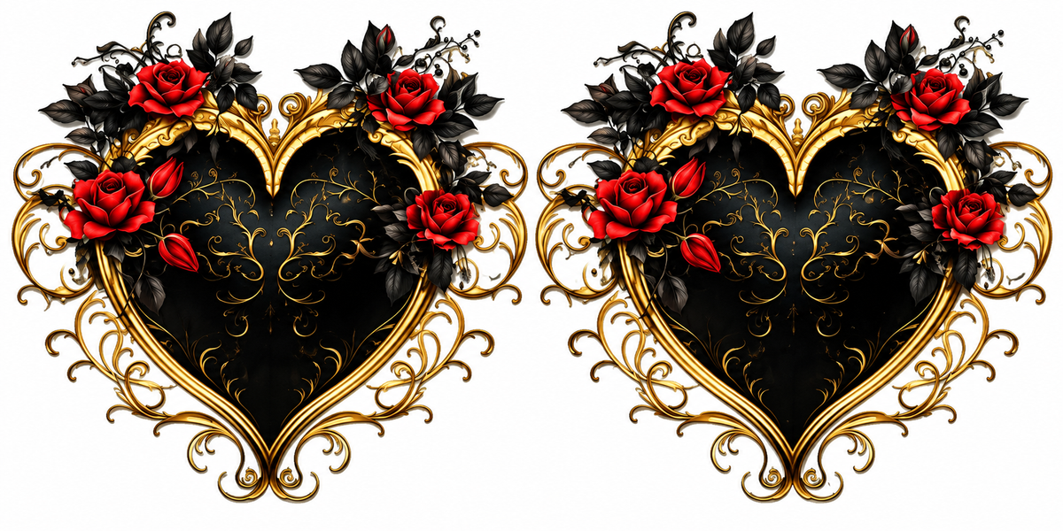 Twin Gothic Rose Heart Emblems tumbler wrap