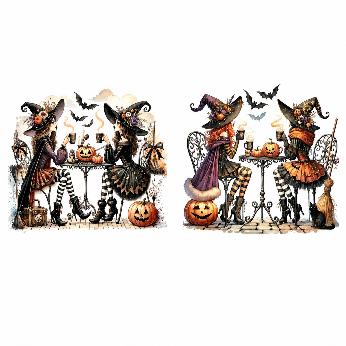 Two Vintage Witch Café Scenes Tumbler Wrap