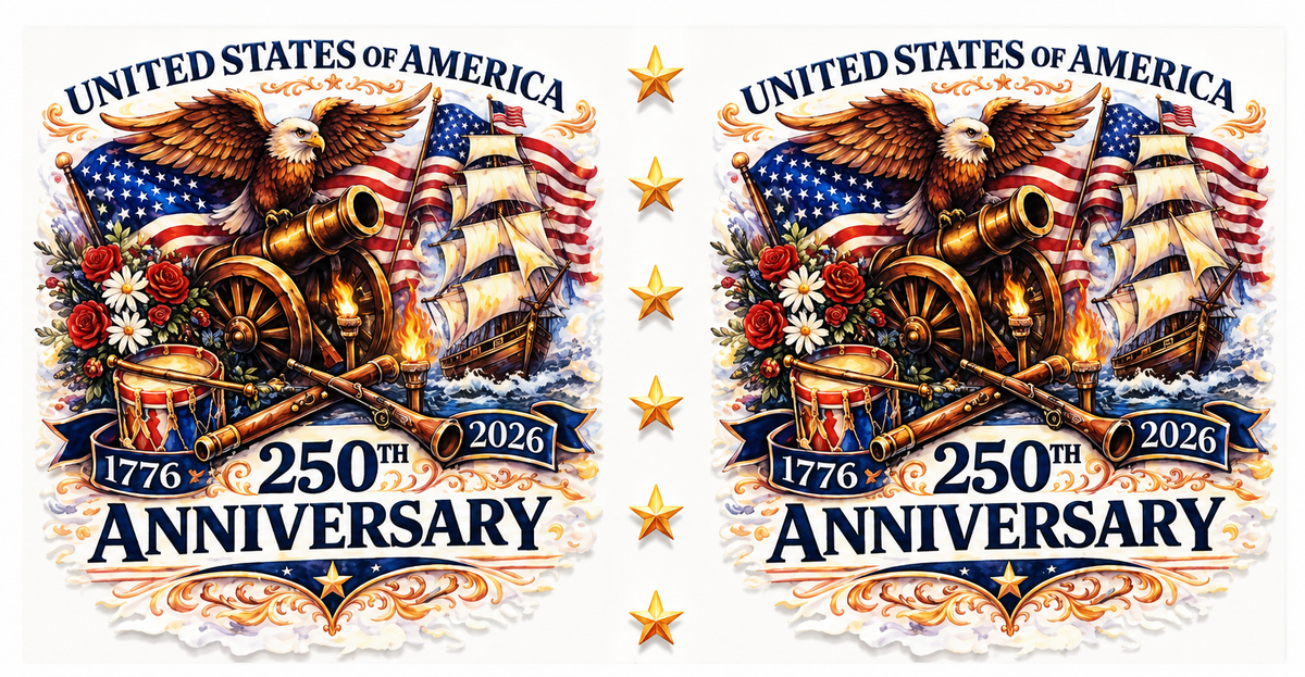 United States 250th anniversary eagle cannon and sailing ship tumbler wrap