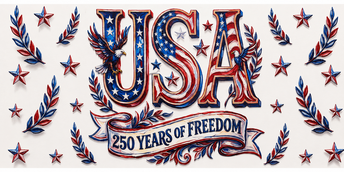 USA 250 Years of Freedom tumbler wrap
