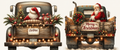 Vintage Christmas pickup truck tumbler wrap