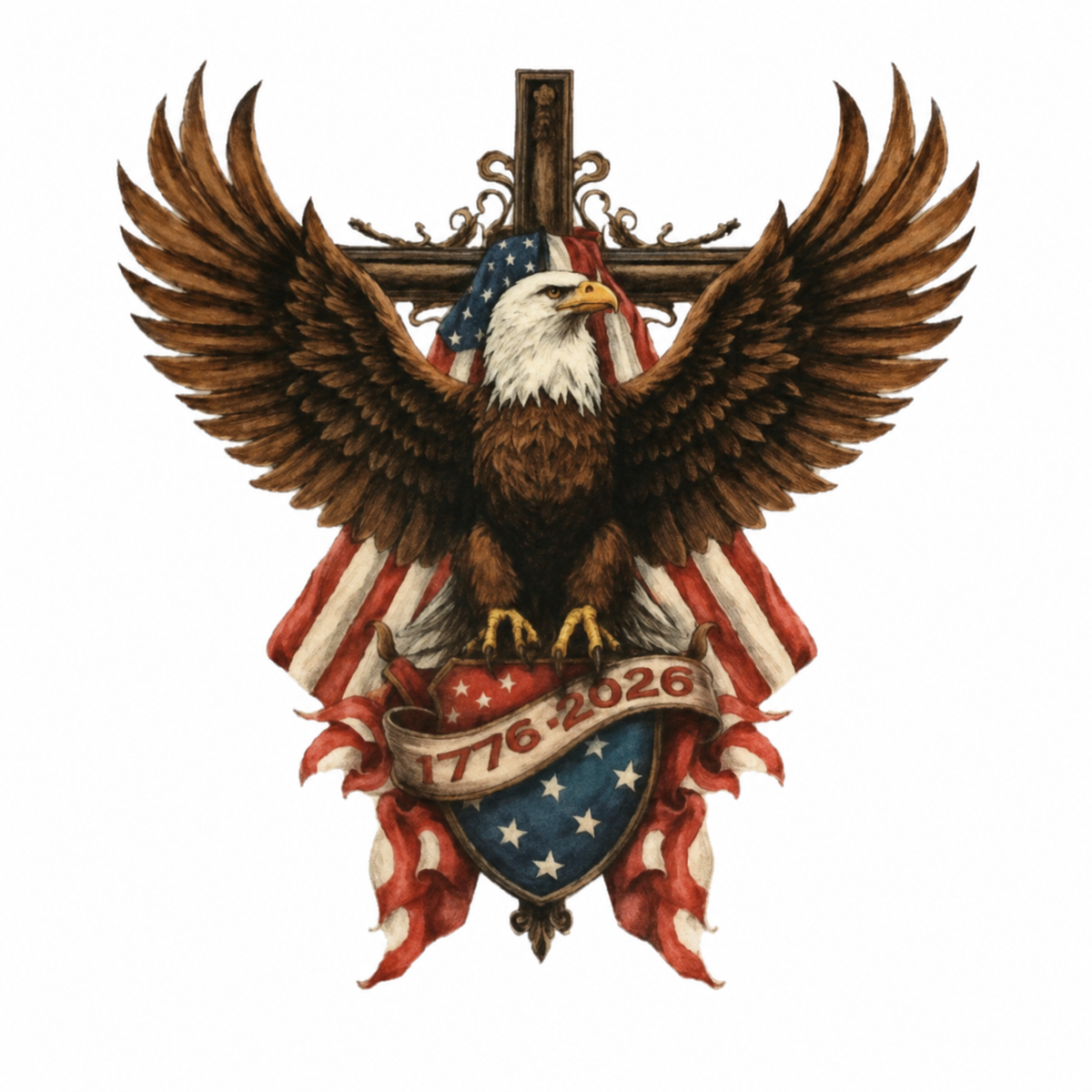 Vintage patriotic eagle 1776 to 2026 tumbler wrap