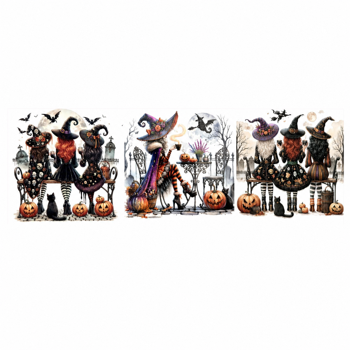 Vintage Three Panel Witches Tumbler Wrap