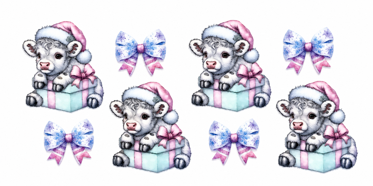 Watercolor calves holiday tumbler wrap