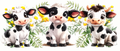 Watercolor Holstein calves with daisies tumbler wrap