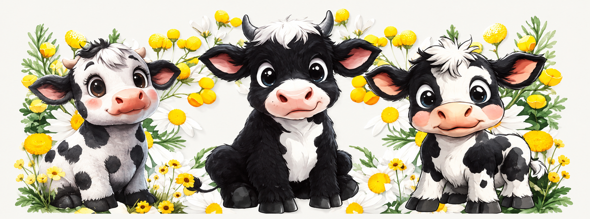 Watercolor Holstein calves among yellow flowers tumbler wrap