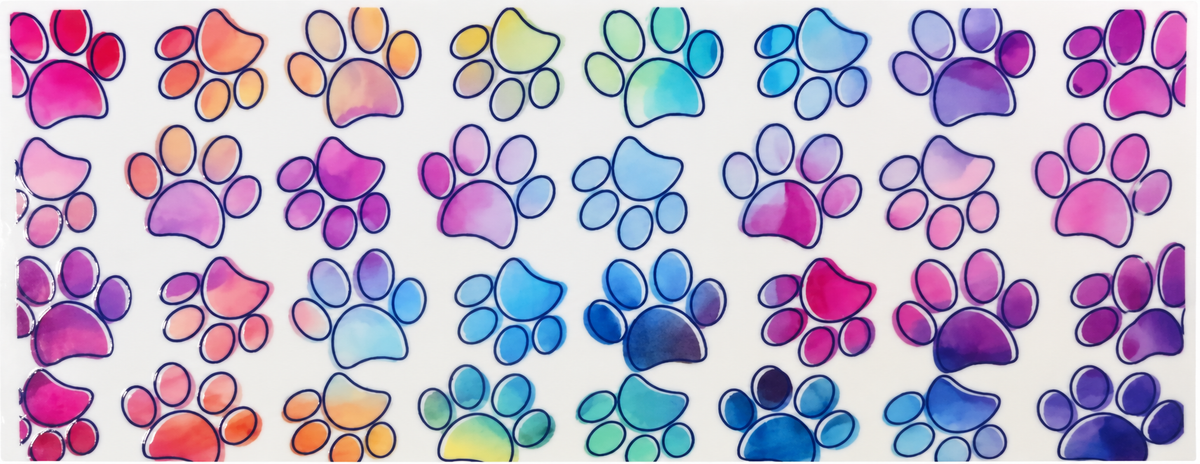 Watercolor Paw-Print Pattern B Tumbler Wrap