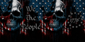 We the People skull and distressed American flag tumbler wrap