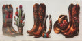 Western floral cowboy boots cactus horseshoe tumbler wrap