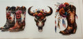 Western floral cowboy boots and cow skull tumbler wrap