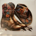 Western floral cowboy boots and cowboy hat tumbler wrap