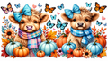 Whimsical autumn Highland calves tumbler wrap