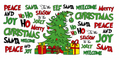 Whimsical Christmas word collage and tree tumbler wrap