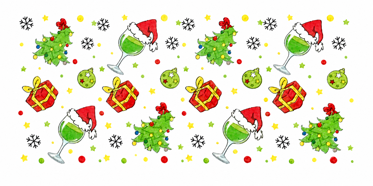 Whimsical Grinch holiday pattern tumbler wrap