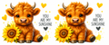 You Are My Sunshine Highland cow and sunflower tumbler wrap