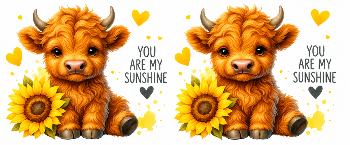 You Are My Sunshine Highland cow and sunflower tumbler wrap